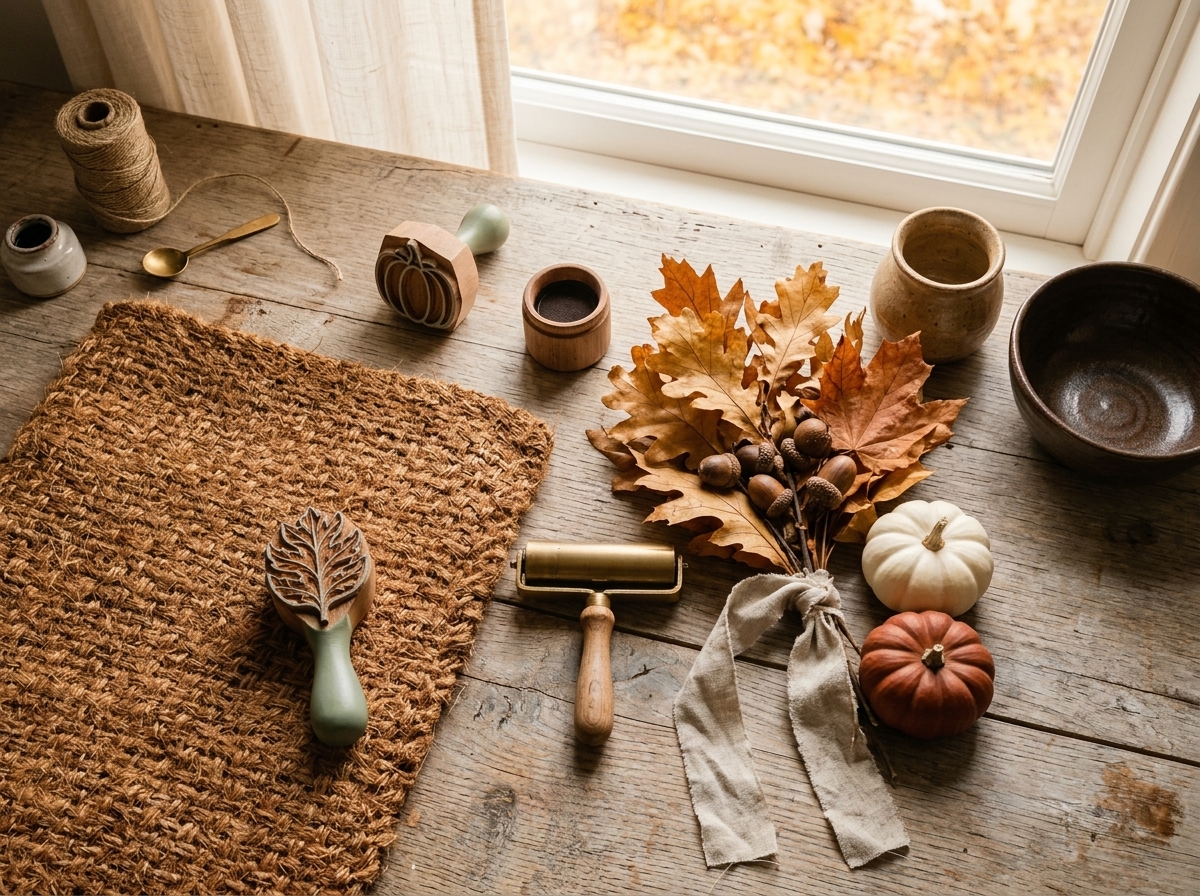 Natural coconut coir weave texture and studio tools